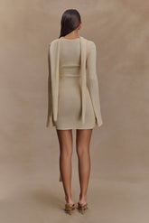 Taron Knit Mini Dress With Scarf - Cream